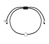 GLANZSTÜCKE MÜNCHEN Damen Armband 925/- Sterling Silber | rhodiniert, Textilarmband, Stern, Zugverschluss, Textilarmbandfarbe schwarz