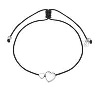 Glanzstücke München Damen-Armband Herzen Sterling Silber rhodiniert Textil schwarz 15-22 cm flexibel einstellbar - Textilarmband Silber 925 Herzarmband