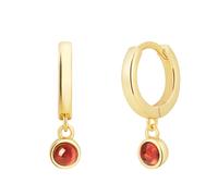 Glanzstücke München Damen Ohrringe aus 925/- Sterling Silber gelbvergoldet 14 Karat mit Granat rot Silberohrcreolen