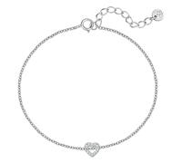 GLANZSTÜCKE MÜNCHEN Damen Armband 925/- Sterling Silber | rhodiniert, Ankerarmband, Zirkonia, weiß, Herz, Federring