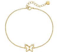 GLANZSTÜCKE MÜNCHEN Damen Armband 925/- Sterling Silber gelbgold | gelbvergoldet 14 Karat, Ankerarmband, Schmetterling, Federring