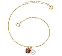 Gliederarmband GLANZSTÜCKE MÜNCHEN "GSM2197", gelbgold, rot, Armbänder, Damen, Silber 925 (Sterlingsilber), Gliederarmband, aus Sterling Silber (99188602-0) gelbgold, rot