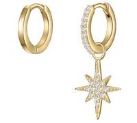 Glanzstücke München - Creolen Stern Sterling Silber Zirkonia in Gelbgold 1 ct Damen