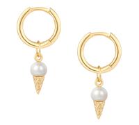 Glanzstücke München - Creolen Eis aus Sterling Silber in Gelbgold mit Süßwasser-Zuchtperle 1 ct Damen