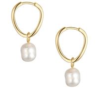 Glanzstücke München Perlen-Creolen aus Sterling Silber in gelbgold mit Süßwasser-Zuchtperle 31,5 mm Damen