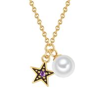 GLANZSTÜCKE MÜNCHEN Damen Kette aus 925/- Sterling Silber gelbvergoldet mit Süßwasser-Zuchtperle ca. 6,0-6,5 mm Stern