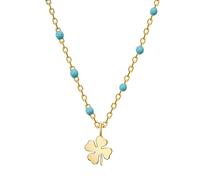 GLANZSTÜCKE MÜNCHEN Damen Kette 925/- Sterling Silber gelbvergoldet 18 Karat Kleeblatt Silberhalskette