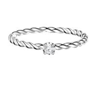 GLANZSTÜCKE MÜNCHEN Damen Solitärring aus 925/- Sterling Silber mit Zirkonia weiß Damenring Silberring