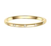 Fingerring GLANZSTÜCKE MÜNCHEN "GSM1310" Gr. 50, gold (gelbgold), Fingerringe, Damen, 50, Silber 925 (Sterlingsilber), 1,6mm, Fingerring, Ring Sterling Silber gelbgold Zirkonia weiß (62897533-50) gelb