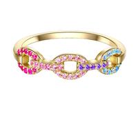 Fingerring GLANZSTÜCKE MÜNCHEN "GSM352" Gr. 52, gelb (gelbgold), Fingerringe, Damen, 52,mit Zirkonia, Silber 925 (Sterlingsilber), Fingerring, aus Sterling Silber (66999716-52) gelbgold