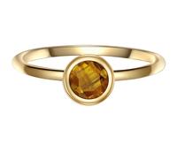 GLANZSTÜCKE MÜNCHEN Damen Ring 925/- Sterling Silber gelbvergoldet mit Tigerauge braun - Edelsteinring Solitärring Gelbgold