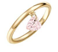 Glanzstücke München Damen Silberring aus 925/- Sterling Silber gelbvergoldet 14 Karat mit Rosenquarz Herz