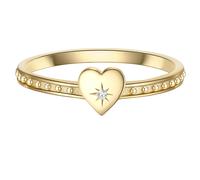 GLANZSTÜCKE MÜNCHEN Damen Herz-Ring aus 925/- Sterling Silber gelbvergoldet mit Zirkonia weiß - Motiving Silberring vergoldet