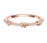 GLANZSTÜCKE MÜNCHEN Damen-Ring aus 925/- Sterling Silber rosévergoldet mit Zirkonia weiß - Silberring Roségold Bandring