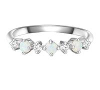 GLANZSTÜCKE MÜNCHEN Damen Ring aus 925/- Sterling Silber mit Zirkonia/Opal (synth.) weiß - Multisteinring Silberring