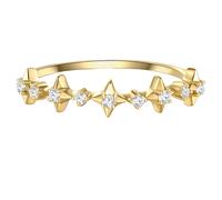 GLANZSTÜCKE MÜNCHEN Damen Ring aus 925/- Sterling Silber gelbvergoldet Zirkonia weiß - Steckring Stapelring Memoirering Silberring Gelbgold