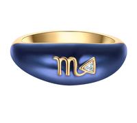 Silberring GLANZSTÜCKE MÜNCHEN "AV310" Gr. 60, blau (gelbgold), Fingerringe, Damen, 60, Silber 925 (Sterlingsilber), 7,9mm, Silberring, mit Zirkonia (82183903-60) gelbgold