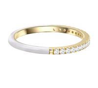 GLANZSTÜCKE MÜNCHEN Damen-Ring aus 925/- Sterling Silber gelbvergoldet mit Emaille weiß Zirkonia weiß - Memoirering Silberring vergoldet