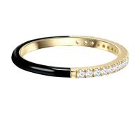 GLANZSTÜCKE MÜNCHEN Damen-Ring aus 925/- Sterling Silber gelbvergoldet mit Emaille schwarz Zirkonia weiß - Memoirering Silberring vergoldet