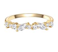 GLANZSTÜCKE MÜNCHEN Damen Ring aus 925/- Sterling Silber gelbvergoldet mit Zirkonia weiß - Bandring Gelbgold Silberring mit Steinen