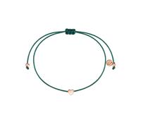 GLANZSTÜCKE MÜNCHEN Damen-Textilarmband grün Herz Sterling Silber rosévergoldet Armbändchen Armband mit Anhänger Stoffbändchen Armkettchen Textil