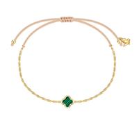 Glanzstücke München Armband - Edelstahl Armband Malachit (synth.) Kleeblatt - Gr. ONESIZE - in Gold - für Damen