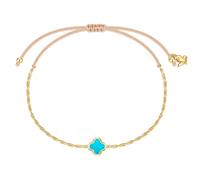 Glanzstücke München Armband - Edelstahl Armband Türkis (synth.) Kleeblatt - Gr. ONESIZE - in Gold - für Damen