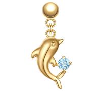 Glanzstücke München Charm Delfin aus Sterling Silber in Gelbdold mit Zirkonia 21,7 mm Damen