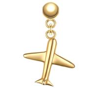 Glanzstücke München Charm Flugzeug aus Sterling Silber in Gelbdold 20,7 mm Damen