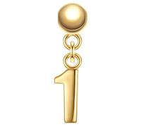 Glanzstücke München Charm Ziffer 1 aus Sterling Silber in Gelbdold 15,4 mm Damen