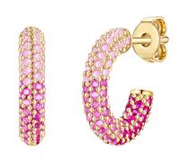 Glanzstücke München Damen Creolen 925/- Sterling Silber gelbvergoldet 18 Karat Zirkonia hellrosa rosa pink Silberohrcreolen