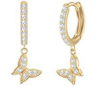 Glanzstücke München Creolen Schmetterling aus Sterling Silber in gelbgold mit Zirkonia 24,7 mm Damen