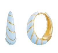 Glanzstücke München Damen Creolen aus 925/- Sterling Silber gelbvergoldet 14 Karat mit Emaille blau Silberohrcreolen