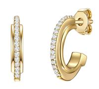 Glanzstücke München Creolen Sterling Silber Zirkonia in Gelbgold 14,1 mm Damen