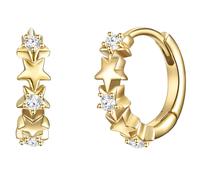 Glanzstücke München Creolen Sterne Sterling Silber Zirkonia in Gelbgold 11,4 mm Damen
