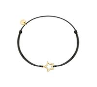 GLANZSTÜCKE MÜNCHEN Damen Armband 925/- Sterling Silber gelbgold | gelbvergoldet 14 Karat, Textilarmband, Stern, Zugverschluss, Textilarmbandfarbe schwarz