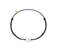 GLANZSTÜCKE MÜNCHEN Damen Armband 925/- Sterling Silber gelbgold | rhodiniert/gelbvergoldet 14 Karat, Textilarmband, Zugverschluss, Textilarmbandfarbe schwarz