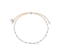 GLANZSTÜCKE MÜNCHEN Damen Armband 925/- Sterling Silber | rhodiniert, Textilarmband/Gliederarmband, Zugverschluss, Textilarmbandfarbe beige