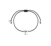 GLANZSTÜCKE MÜNCHEN Damen Armband 925/- Sterling Silber | rhodiniert, Textilarmband, Lab Grown Diamond, weiß, Engel, Zugverschluss, Textilarmbandfarbe schwarz