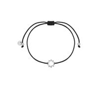 GLANZSTÜCKE MÜNCHEN Damen Armband 925/- Sterling Silber | rhodiniert, Textilarmband, Sonne, Zugverschluss, Textilarmbandfarbe schwarz