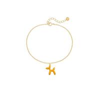 GLANZSTÜCKE MÜNCHEN Damen Armband aus 925/- Sterling Silber gelbvergoldet 14 Karat mit Ballon-Hund Emaille orange