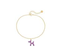 GLANZSTÜCKE MÜNCHEN Damen Armband aus 925/- Sterling Silber gelbvergoldet 14 Karat mit Ballon-Hund Emaille violett