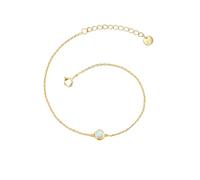 GLANZSTÜCKE MÜNCHEN Damen Armband aus 925/- Sterling Silber gelbvergoldet 14 Karat mit Opal (synth.) weiß Silberarmband