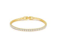 GLANZSTÜCKE MÜNCHEN Damen Armband aus 925/- Sterling Silber gelbvergoldet 14 Karat mit Zirkonia weiß Tennisarmband