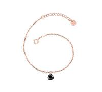 GLANZSTÜCKE MÜNCHEN Damen Armband aus 925/- Sterling Silber rosévergoldet 14 Karat mit Spinell schwarz Herz Edelsteinarmband