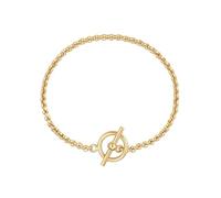 GLANZSTÜCKE MÜNCHEN Damen Armband Edelstahl gelbgold | gelbvergoldet 14 Karat, Gliederarmband, T-Bar, Knebelverschluss