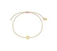 GLANZSTÜCKE MÜNCHEN Damen Armband Kleeblatt aus Edelstahl gelbvergoldet | 14 Karat Vergoldung,Edelstahlarmband,Gold,Gliederarmband,Textilarmband,Beige,mit Zugverschluss,Motivarmband,Glücksbringer