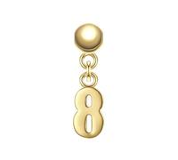 GLANZSTÜCKE MÜNCHEN Damen Charm aus 925/- Sterling Silber gelbvergoldet 14 Karat mit Ziffer 8 Zahlen-Anhänger