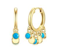 Glanzstücke München Damen Creolen 925/- Sterling Silber gelbvergoldet 14 Karat Türkis türkis Silberohrcreolen