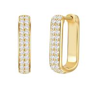 Glanzstücke München Damen Creolen 925/- Sterling Silber gelbvergoldet 14 Karat Zirkonia weiß Silberohrcreolen